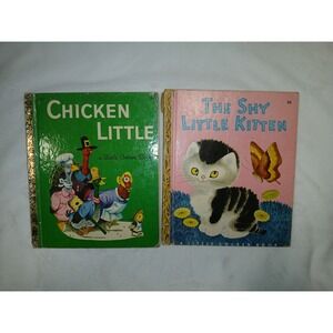 VINTAGE LITTLE GOLDEN BOOK THE SHY LITTLE KITTEN AND CHICKEN LITTLE LOT